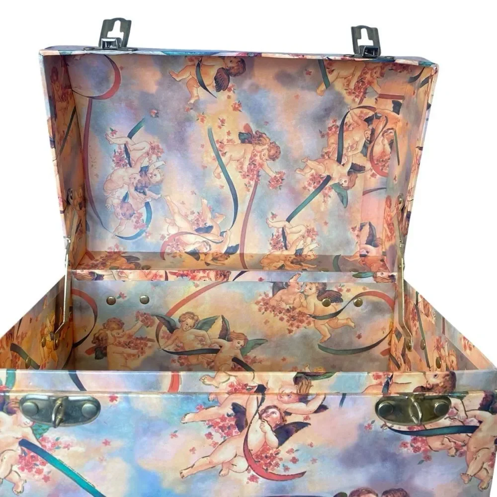 Vintage Angel Print Storage Box Treasure Chest Design Multipurpose Organizer
